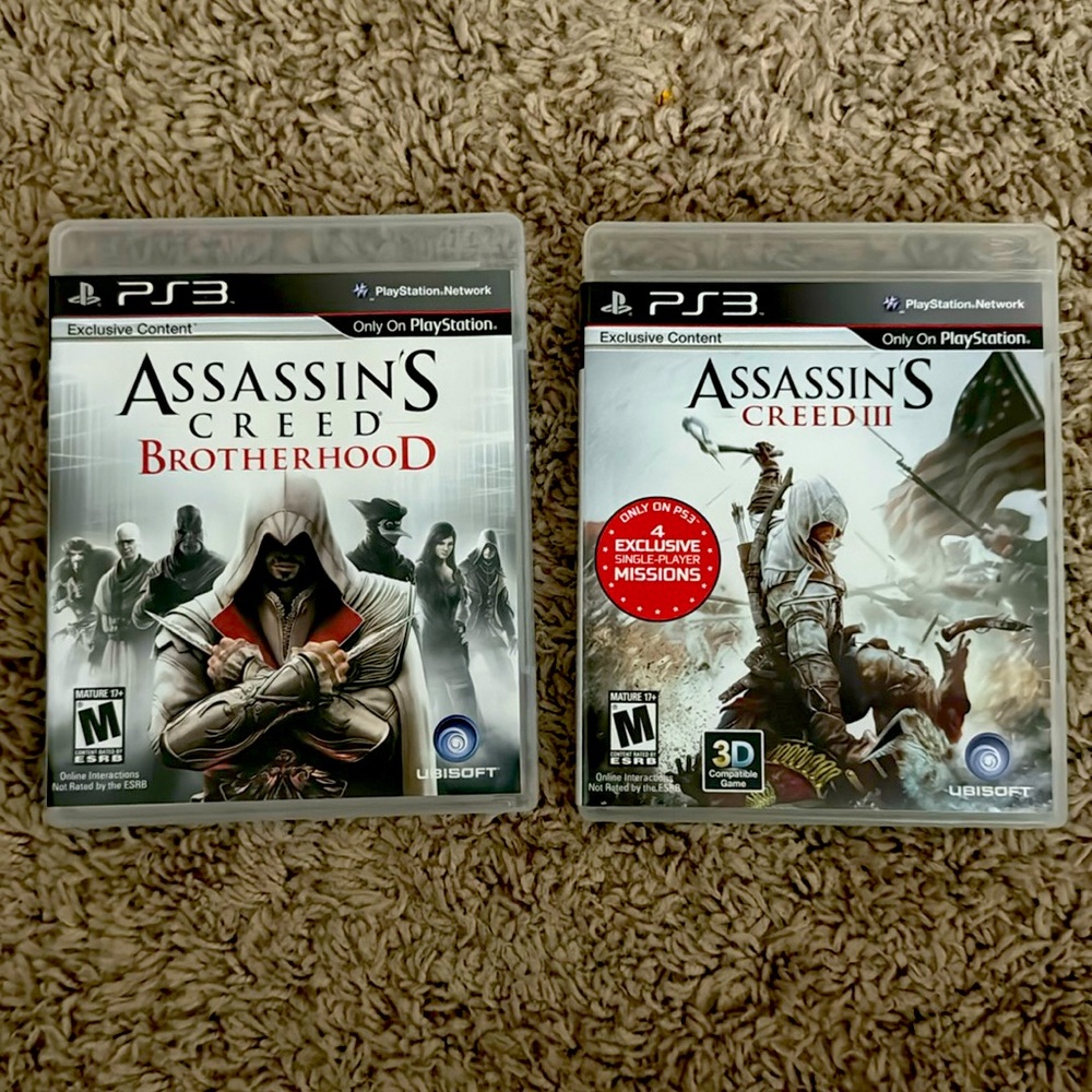 PS3 Assassin’s Creed Brotherhood & Assassin’s Creed III Video Games, Like new